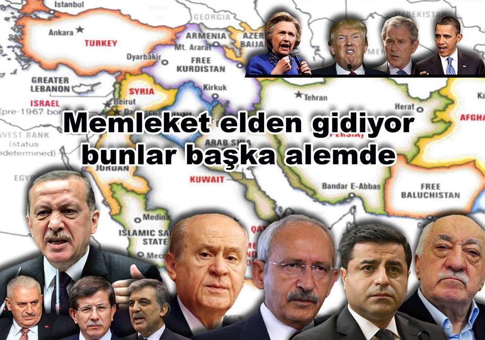 Saygıdeğer Halkımız;  Vatanın parçalanıp çöküyor, senin bel bağladığın Amerikan işbirlikçileri başka âlemde. Saçlarını tarıyor…