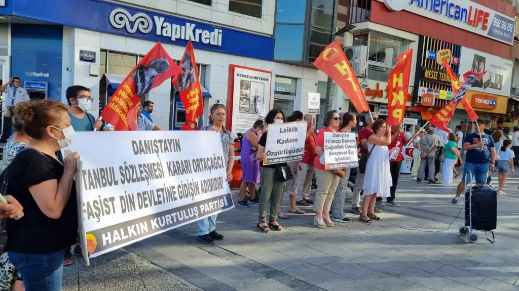 İstanbul Sözleşmesi’nin feshini onamak hukuksuzluktur! Kadın düşmanlığıdır!  Bu hukuksuzluğu ülkemizin dört bir yanında protesto ettik!