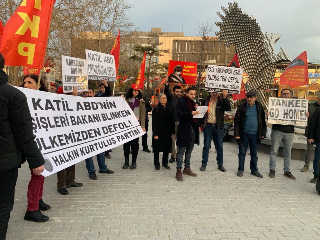 ABD Emperyalizminin eli kanlı Dışişleri Bakanı Antony Blinken’ın ülkemize gelişini Beşiktaş’ta protesto ettik: Yankee Go Home!